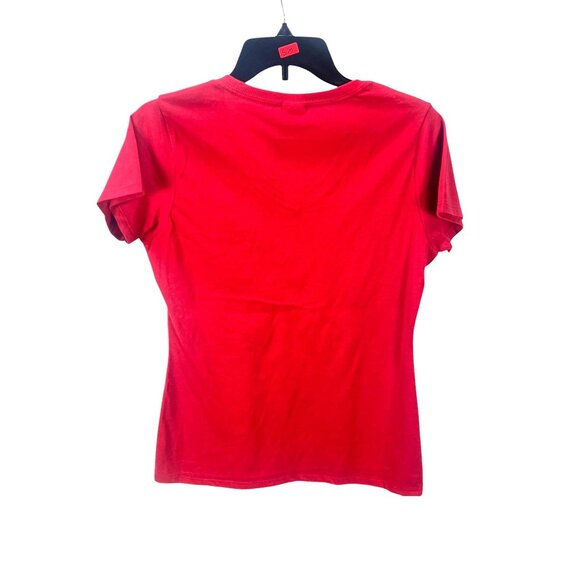 Port & Company Red V-Neck T-Shirt Small Unisex Basic Cotton Tee New - Picture 2 of 7